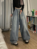 Stetnode back to school spring outfit Joanne Solid Color Denim Retro Streetwear Straight Wide Leg High Waist Jeans Pants