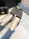 Stetnode Breathable Contrast Color Striped Flat Shoes