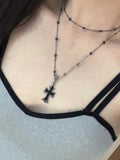 Stetnode Cross Necklace with Double Layered Beads