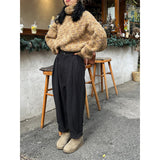 Stetnode Streetwear Woolen Harem Pants Women Korean High Waist Suit Pants Winter Ladies Elegant Fashion Thicken Baggy Trousers New