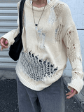 Stetnode Distressed Crochet Knit Sweater