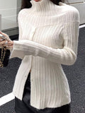 Stetnode Long Sleeve Off-Shoulder Ribbed-Knit Sweater