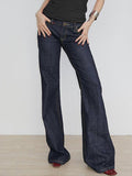 Stetnode Dark Blue Basic Low Waist Flare Jeans