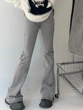 Stetnode Washed Gray Elastic High Rise Flare Jeans