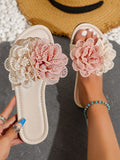 Stetnode Contrast Color Flower Shape Hollow Open Toe Slippers