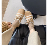 Stetnode Girls Fashion Lace Up Boken Shoes 2024 Autumn Winter Velvet Thickened Warm Cotton Shoes Female Outdoor Flat Bottom Hairy Shoes