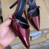 Stetnode Women Red Patent Leather Slingbacks High Heels Sexy Pointed Toe Stiletto Pumps Sandals 2024 Autumn Elegant Lady Heeled Shoe