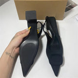 Stetnode Women Chic Brand Sandals Sexy Pointed Shallow Sandals 2024 Summer Footwear Elegant Black Work Office High Heel Shoes Mujer