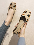 Stetnode Breathable Contrast Color Leopard Flat Shoes