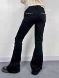 Stetnode Low Rise Studded Elastic Flare Jeans