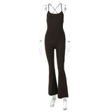 Stetnode Gym Solid Slim Backless Ruched Long Flare Pants Womne'S Jumpsuits Sportsuit  Bodysuit Y2K New Wholesale Casual ClothesChristmas Gifts