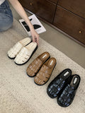 Stetnode Hollow Round-Toe Split-Joint Woven Sandals Slippers&Mules