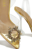 Stetnode Luxe Affair Embellished Clear Pointed Toe Pumps - Gold