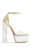 Stetnode High Rise Platform Block High Heels - Gold