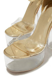 Stetnode High Rise Platform Block High Heels - Gold