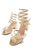 Stetnode Fantasy Embellished Around The Ankle Coil Block Heels - Gold