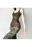 Stetnode Gothic Forest Print Maxi Dress