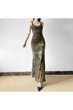 Stetnode Gothic Forest Print Maxi Dress