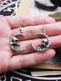 Stetnode Gothic Punk Skull Crescent Moon Drop Earrings