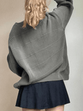 Stetnode Gray Plaid Pullover Knit Sweater