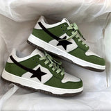 Stetnode back to school Green & Black Aesthetic Star Sneakers