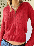 Stetnode Hooded Cable Knit Cardigan