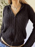 Stetnode Hooded Cable Knit Cardigan