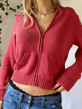 Stetnode Hooded Crop Knit Cardigan