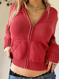 Stetnode Hooded Crop Knit Cardigan