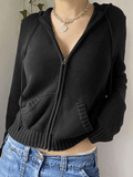 Stetnode Hooded Crop Knit Cardigan