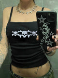 Stetnode Black Punk Skull Print Cropped Cami Top