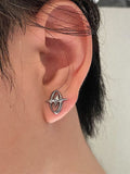 Stetnode Silver Y2K Oval Star Pattern Earrings