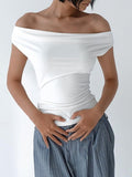 Stetnode White Vintage Cowl Neck Backless Tank Top