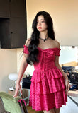 Stetnode Raspberry Plaid Ruffle Dress ~