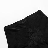 Stetnode Velvet embroidery flower applique lace hem ruched maxi skirt | victorian gothic dresses