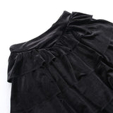 Stetnode Velvet ruched solid lace hem mesh mini skirt | victorian gothic dresses