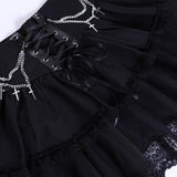 Stetnode Ruched lace hem metal chain lace up zip-up mini skirt | victorian gothic dresses