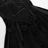 Stetnode Velvet embroidery flower applique lace hem ruched maxi skirt | victorian gothic dresses