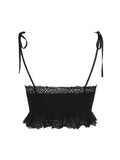 Stetnode Lace Trim Tie Up Cami Top