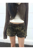 Stetnode Leopard Print Denim Shorts