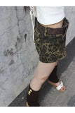 Stetnode Leopard Print Denim Shorts