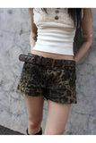 Stetnode Leopard Print Denim Shorts