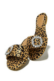 Stetnode Embellished Slip On Sandals - Leopard