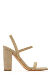 Stetnode  Slingback Block High Heels - Natural Raffia