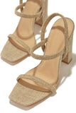 Stetnode  Slingback Block High Heels - Natural Raffia