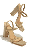 Stetnode  Slingback Block High Heels - Natural Raffia