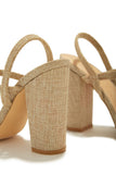 Stetnode  Slingback Block High Heels - Natural Raffia