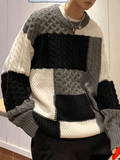 Stetnode Men's Color Block Cable Knit Sweater