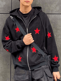 Stetnode Men's Patch Star Zip Up Hoodie