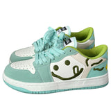 Stetnode back to school Smiling Face Embroidery Mint Green Sneakers